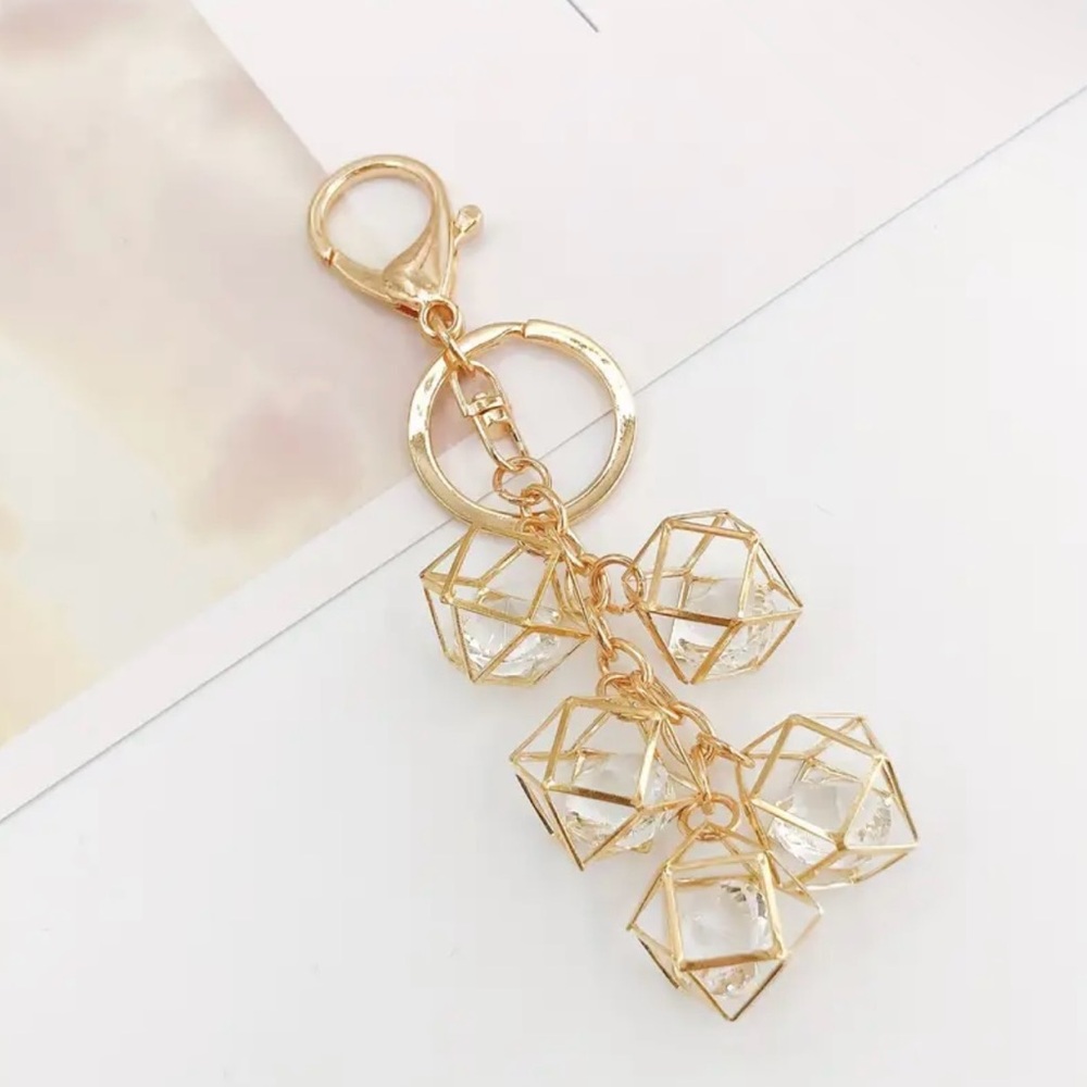 New Rhinestone Gold Cage Keychain/Bag Charm - Picture 5 of 9